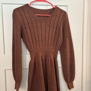 Shein Rust Long Sleeve Sweater Mini Dress - gently used, size S/4